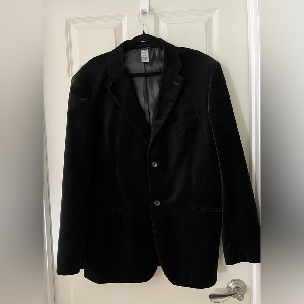 Men’s Claiborne Luxe Modern Fit XL Blazer Black Velvet 98% Cotton Sport Coat